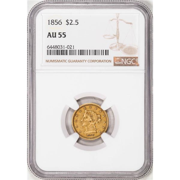 1856 $2 1/2 Liberty Head Quarter Eagle Gold Coin NGC AU55