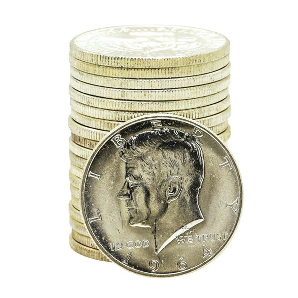 Roll of (20) Brilliant Uncirculated 1964-D Kennedy Half Dollar Coins