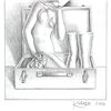 Image 2 : Mark Kostabi "Psychic Baggage Claim" Original Pencil on Paper