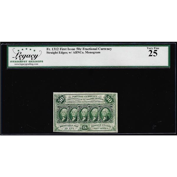 1863 First Issue Fifty Cents Fractional Currency Note Fr.1312 Legacy Very Fine 25