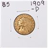 Image 1 : 1909-D $5 Indian Head Half Eagle Gold Coin