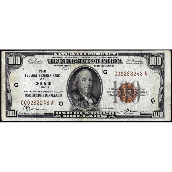 1929 $100 Federal Reserve Bank Note Chicago