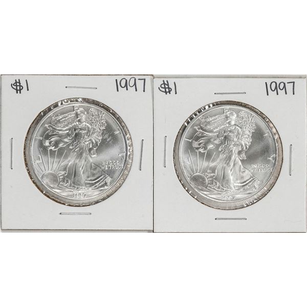 Lot of (2) 1997 $1 American Silver Eagle Coins
