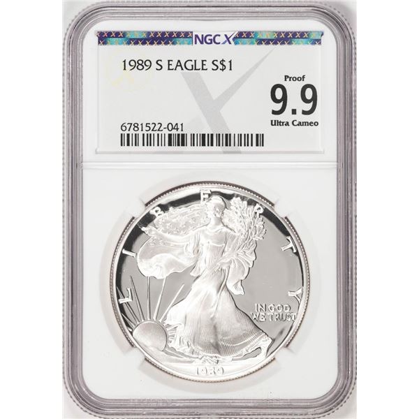 1989-S $1 Proof American Silver Eagle Coin NGCX Proof 9.9 Ultra Cameo