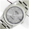 Image 1 : Rolex Mens Stainless Steel Gray Roman Datejust Wristwatch With Box