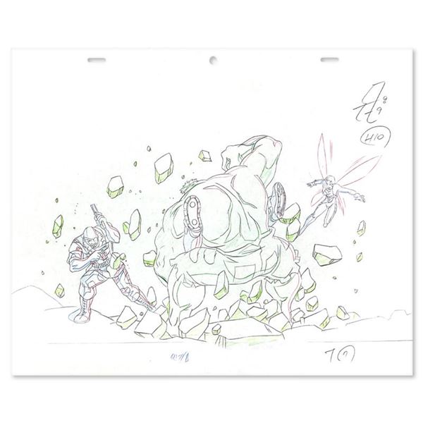 Marvel Comics "Hulk" Original Production Drawing on Animation Paper