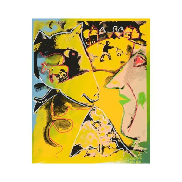 Ringo Daniel Funes "Farmer and His Cow" Original Mixed Media on Canvas