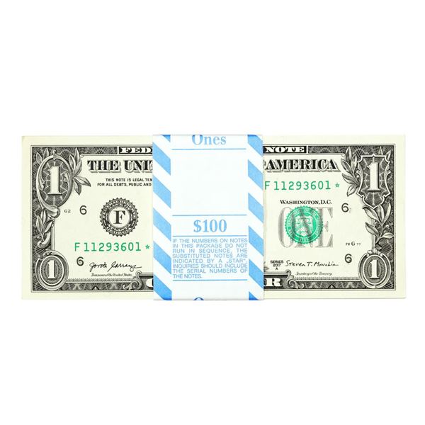 Pack of (100) Consecutive 2017A $1 Federal Reserve STAR Notes Atlanta