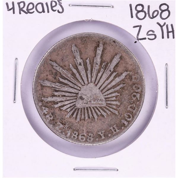 1868 ZsYH Mexico 4 Reales Silver Coin