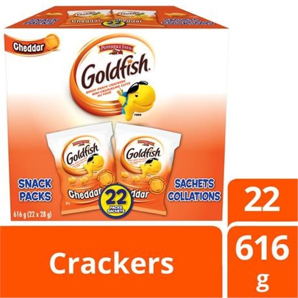 NEW BOX OF 22 GOLDFISH CHEDDAR SNACK PACKS