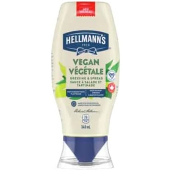 CASE OF 4 HELLMANNS VEGAN MAYO 340ML PER BOTTLE