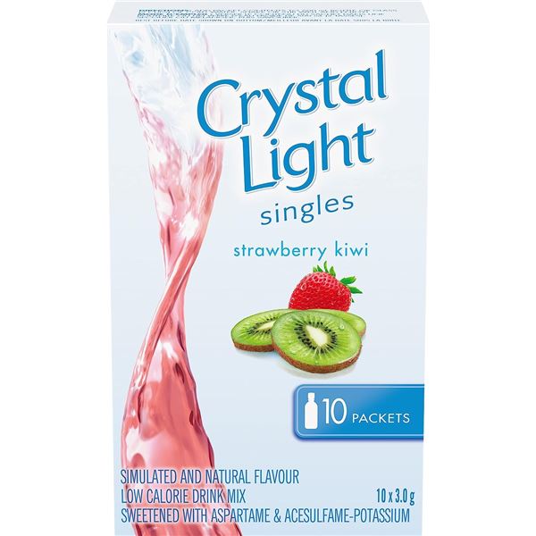 NEW CASE OF CRYSTAL LIGHT SINGLES STRAWBERRY-KIWI