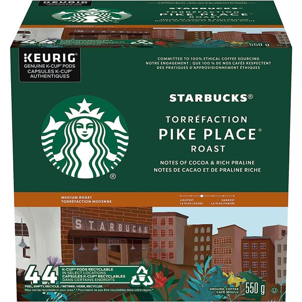 NEW 44 PACK OF STARBUCKS PIKE PLACE KEURIG KCUPS