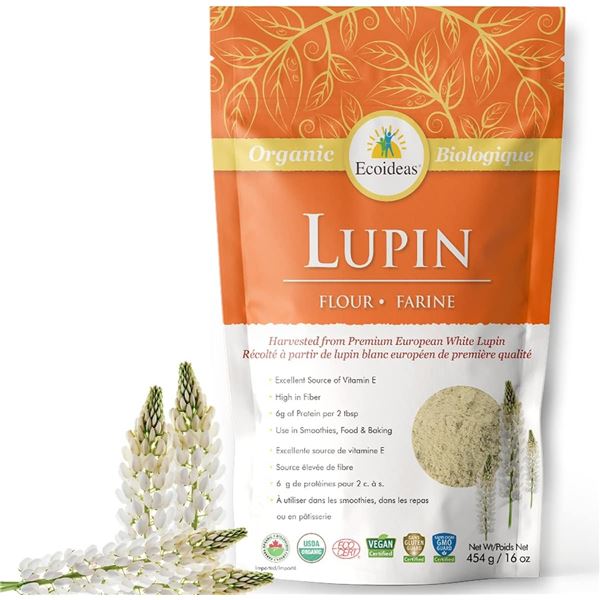 3 NEW BAGS OF ORGANIC ECOIDEAS LUPIN FLOUR 400G