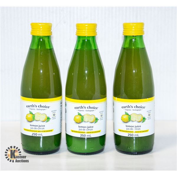 NEW 3 BOTTLES OF EARTH'S CHOICE ORGANIC LEMON