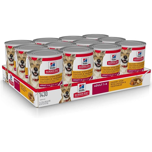 NEW CASE OF 12 HILL'S SCIENCE DIET SAVORY STEW W/