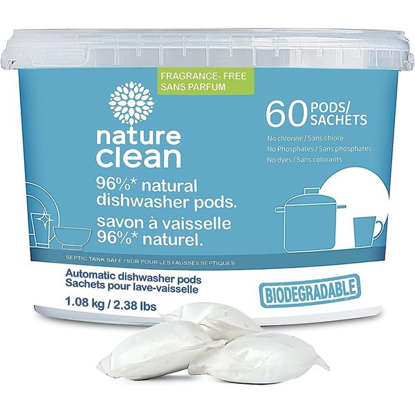 NEW 60 PACK OF NATURE CLEAN DISHWASHER PODS