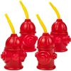 Image 1 : NEW 4 PACK OF FIRE HYDRANT CUPS WITH STRAWS & LIDS