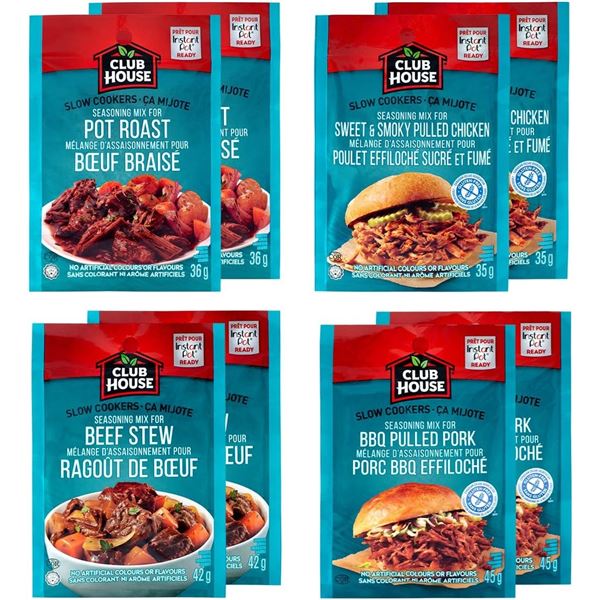 NEW 8 PACK OF CLUB HOUSE SEASONING SLOW COOK MIXES