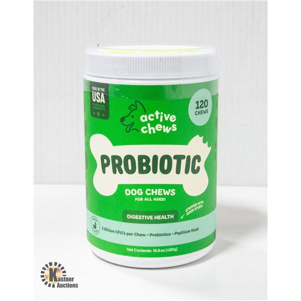 NEW BOTTLE OF 120 PROBIOTIC ACTIVE DOG CHEWS