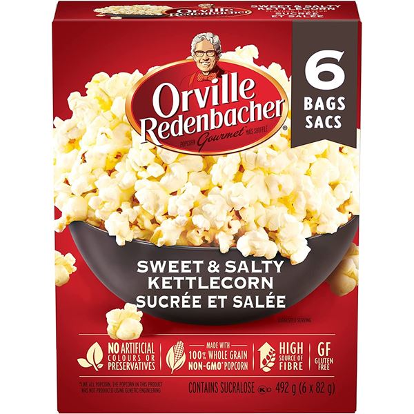 NEW BOX OF 6 BAGS OF ORVILLE REDENBACHER SWEET