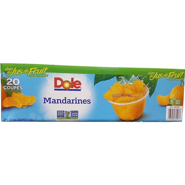 NEW CASE 20 CUPS OF DOLE MANDARIN ORANGES IN FRUIT