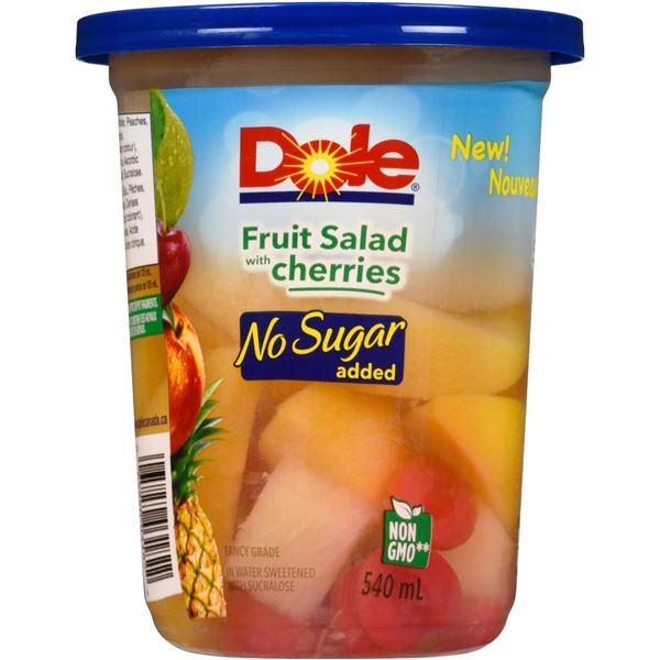 5 NEW DOLE FRUIT SALAD W/ CHERRIES 540ML PER CUP