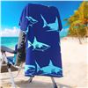Image 1 : NEW OVERSIZED TERRY BEACH TOWEL, NAVY BLUE