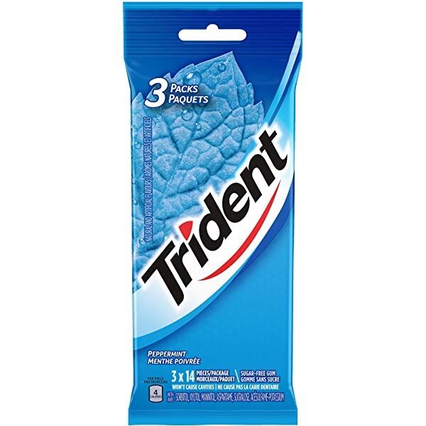 NEW 5 BAGS OF 3 PACKS OF TRIDENT PEPPERMINT GUM