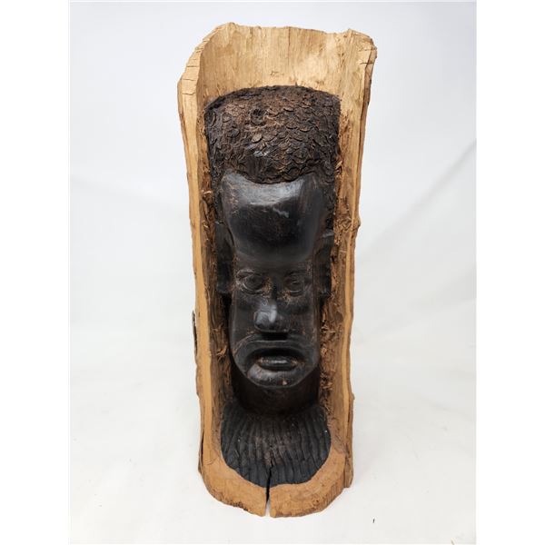 Heavy Vintage Hand Carved Wooden Statue 15" Tall