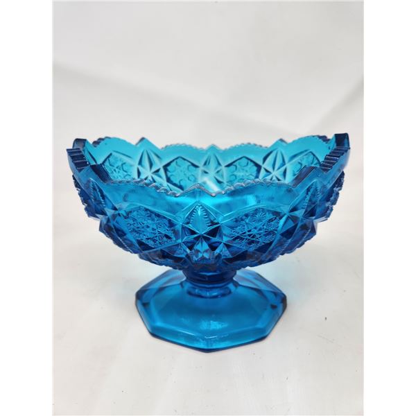 1950's Kemple Glass Toltec Blue Fruit Bowl Mid Century