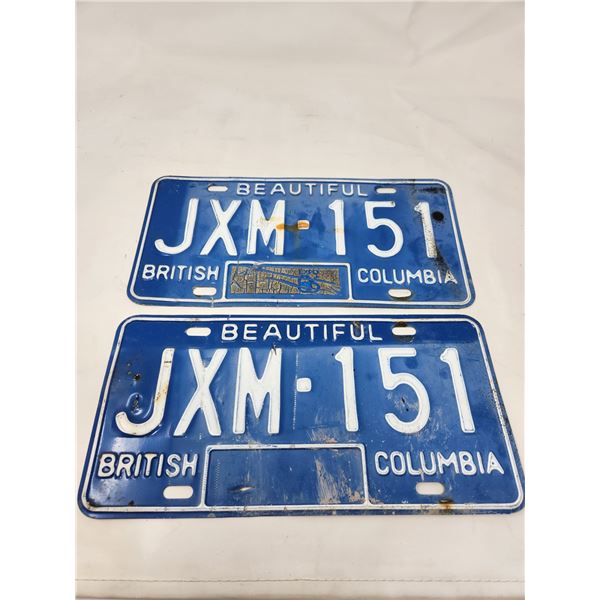 Vintage BC License Plate Set Expo 86 Tag
