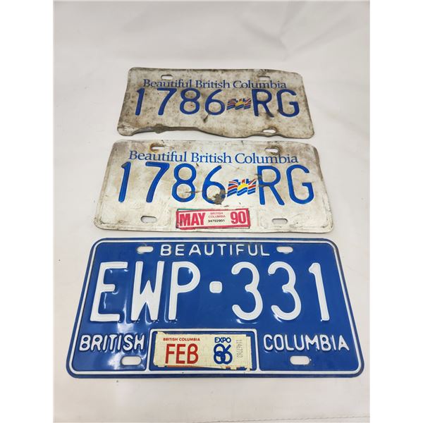 3 BC License Plates