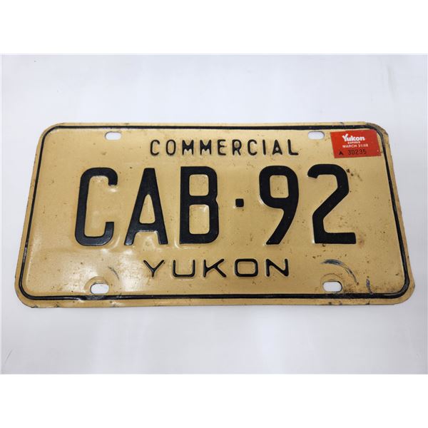 Vintage Yukon Commercial Cab License Plate