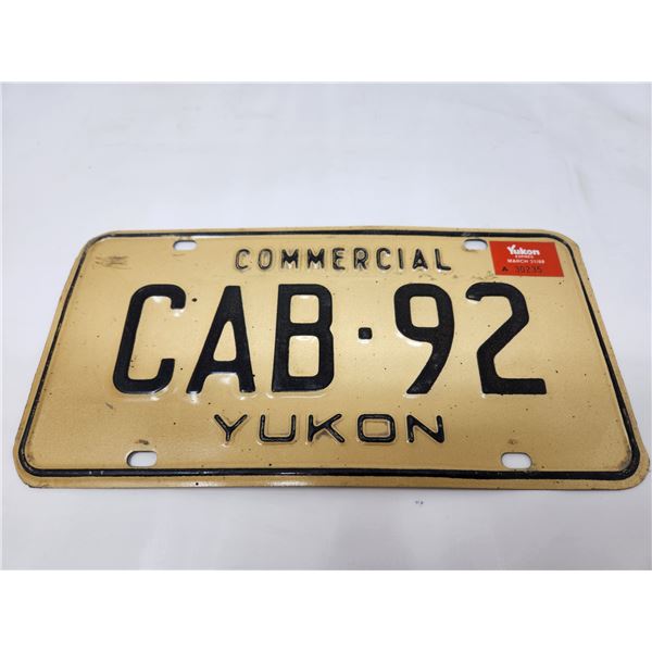Vintage Yukon Commercial Cab License Plate