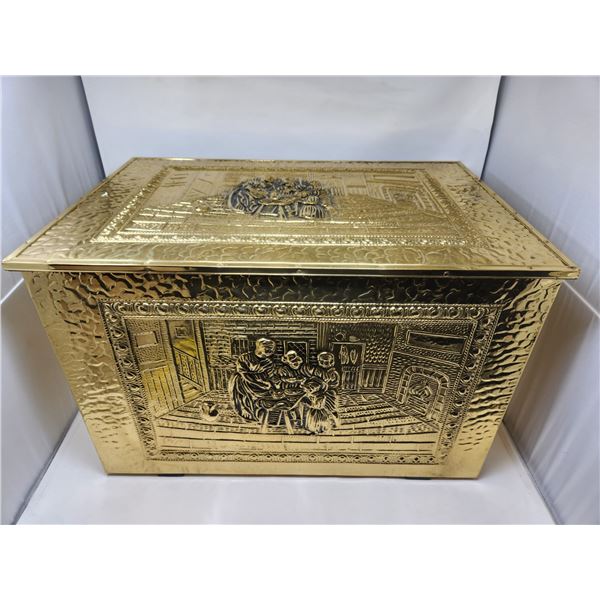 Antique Brass Kindling Box