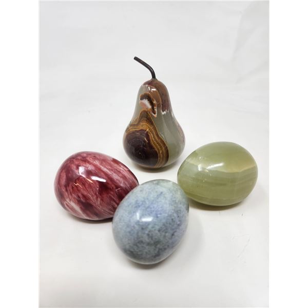 3 Marble Paper Weights and a Marble Egg