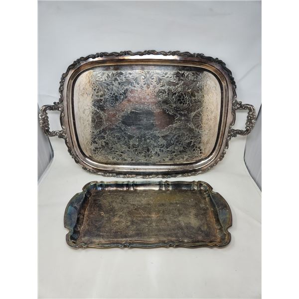 2 Large Vintage Silver Plated Serving Platters