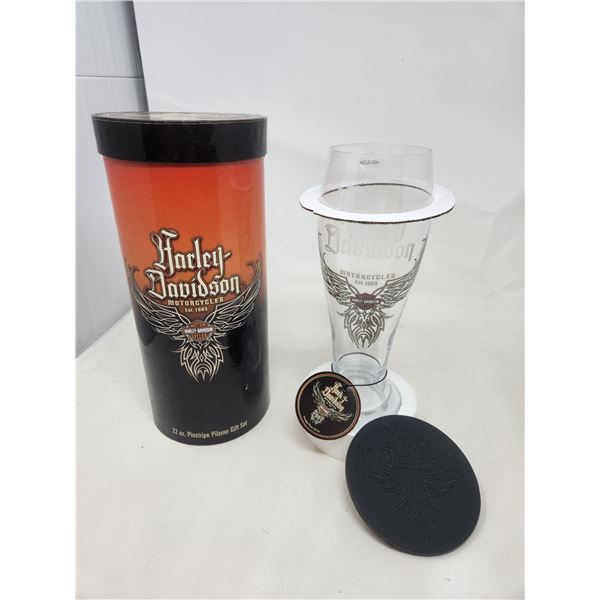 Harley Davidson Glass and Leather Coaster