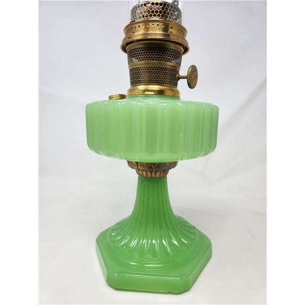 Antique Aladdin Green Moonstone Oil Lamp Model B