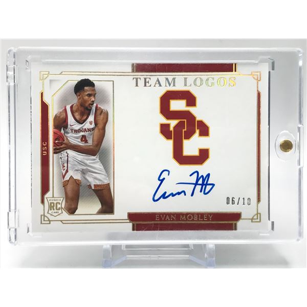 2021 PANINI NATIONAL TREASURES TEAM LOGO SIGNATURES EVAN MOBLEY 6/10