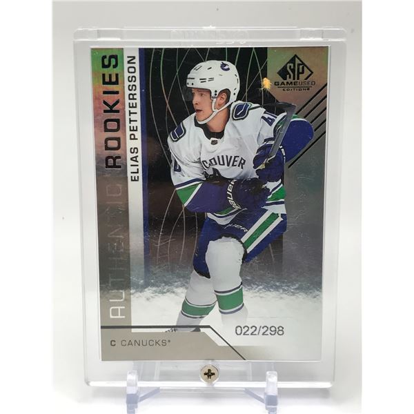 2018-19 SP GAMES USED NO.200 ELIAS PETTERSSON AUTHENTIC ROOKIES 022/298