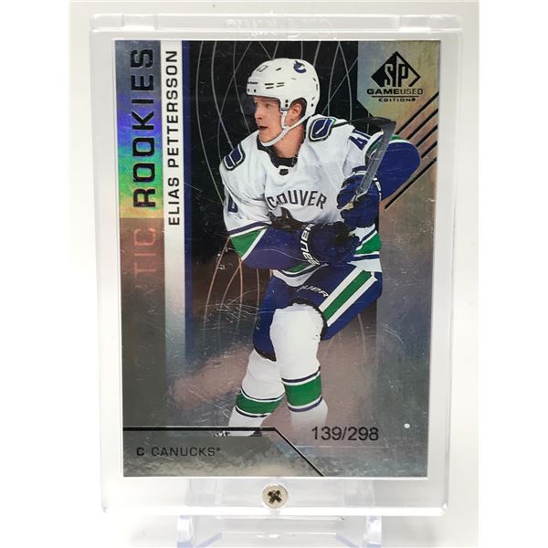 2018-19 UPPER DECK SP GAMES USED NO.200 ELIAS PETTERSSON AUTHENTIC ROOKIES 139/298