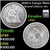 Image 1 : 1842-o Large Date Seated Liberty Quarter 25c Graded vf35 By SEGS