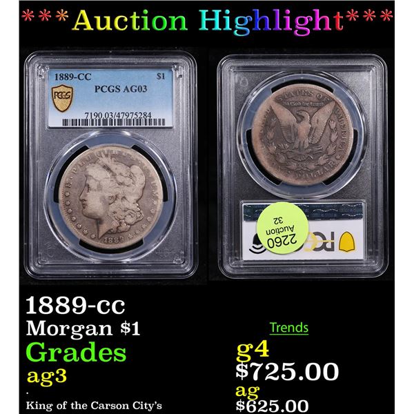 ***Auction Highlight*** PCGS 1889-cc Morgan Dollar $1 Graded ag3 By PCGS (fc)