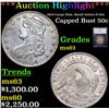 Image 1 : ***Auction Highlight*** 1834 Large Date, Small letters Capped Bust Half Dollar O-104 50c Graded ms61