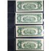 Image 3 : Page of 4x $2 Red Seal United States Notes **Star Note** 1953a, **Star Note** 1963, 1953a, 1963 AU/C