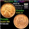 Image 1 : ***Auction Highlight*** 1915-d Lincoln Cent 1c Graded GEM Unc RB By USCG (fc)