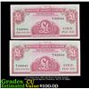 Image 1 : 2x Consecutive 1962 4th Series British Armed Forces 1 Pound Special Vouchers, All CU P# M36a Grades 