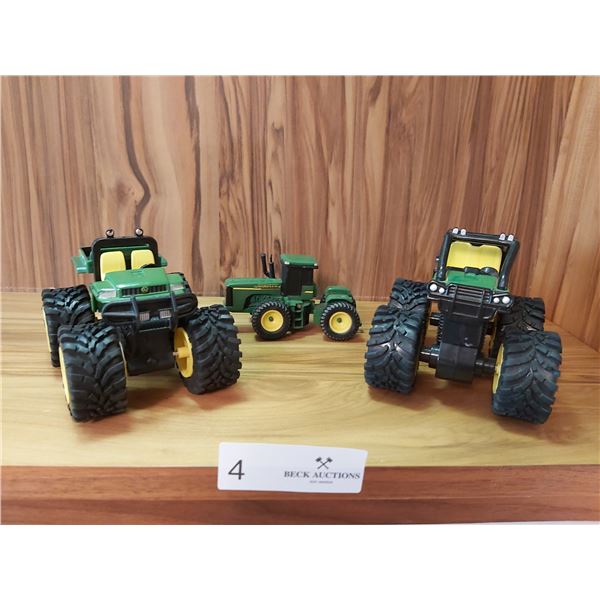 3 John Deer Collectable Plastic Toy Vehicles - Largest is 4 1/2 Long x 4 High